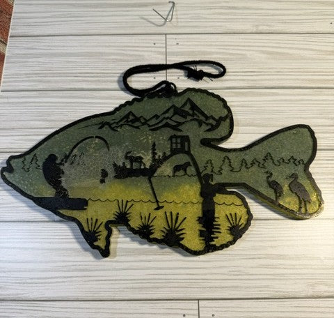 Fish w/Fishermen Design Bead Wall Art